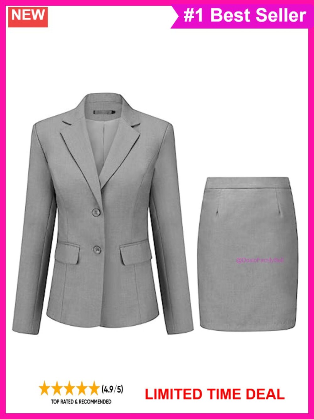 Women's 2 Piece Skirt Suit Set Long Sleeve Blazer & Pencil Skirt